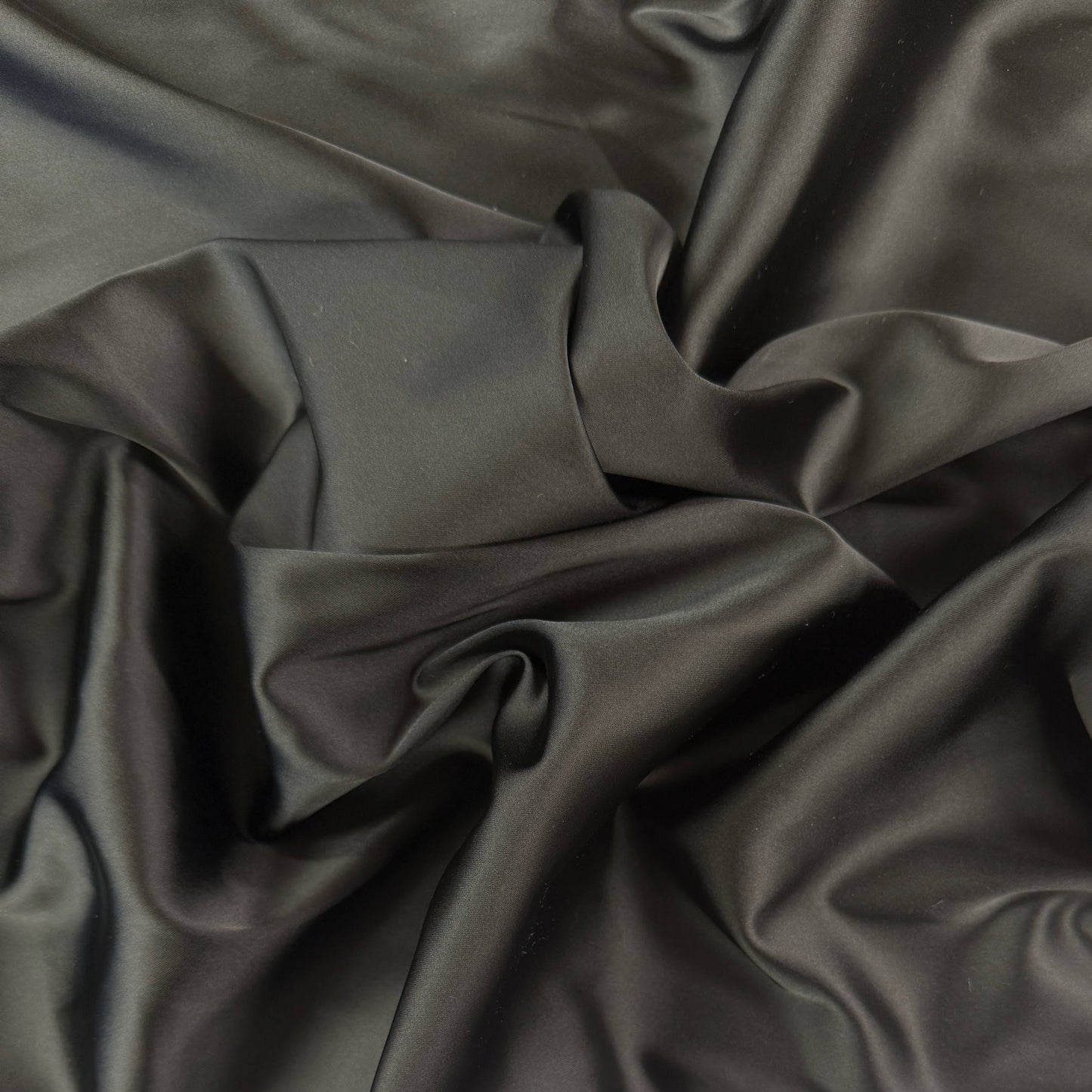 Heavy Acetate Stretch Satin - Black - Designer Deadstock