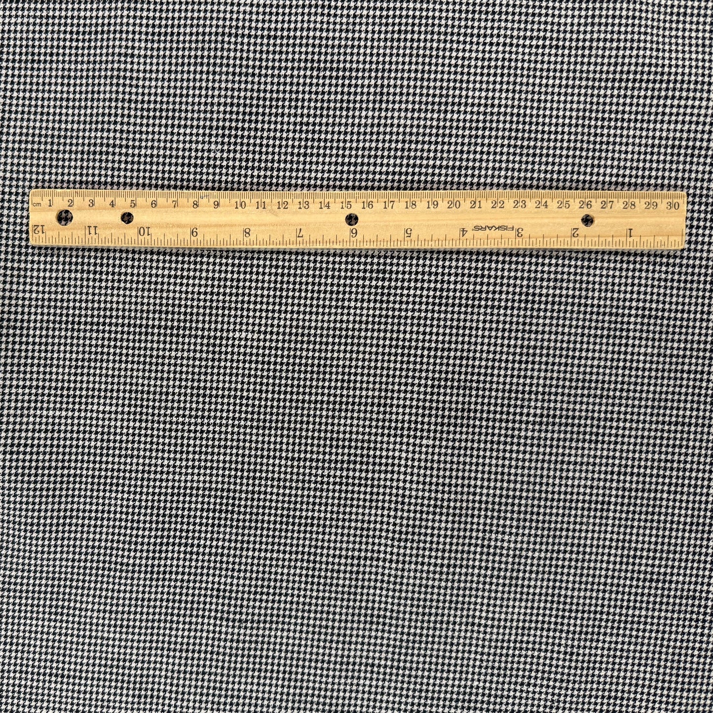 Yarn Dyed Linen Cotton Houndstooth - Black & Ivory - Designer Deadstock