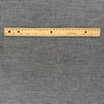 Yarn Dyed Linen Cotton Houndstooth - Black & Ivory - Designer Deadstock