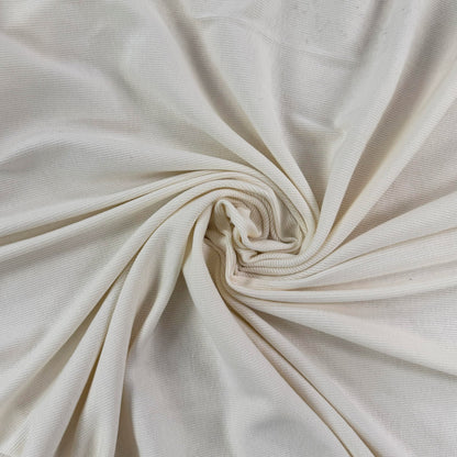 Cotton Tencel 2x2 Rib Knit - Ivory - Designer Deadstock