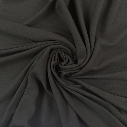 Cotton Tencel 2x2 Rib Knit - Black - Designer Deadstock