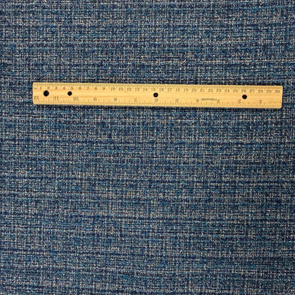 Textured Cotton Tweed Coating - Blue - Designer Deadstock