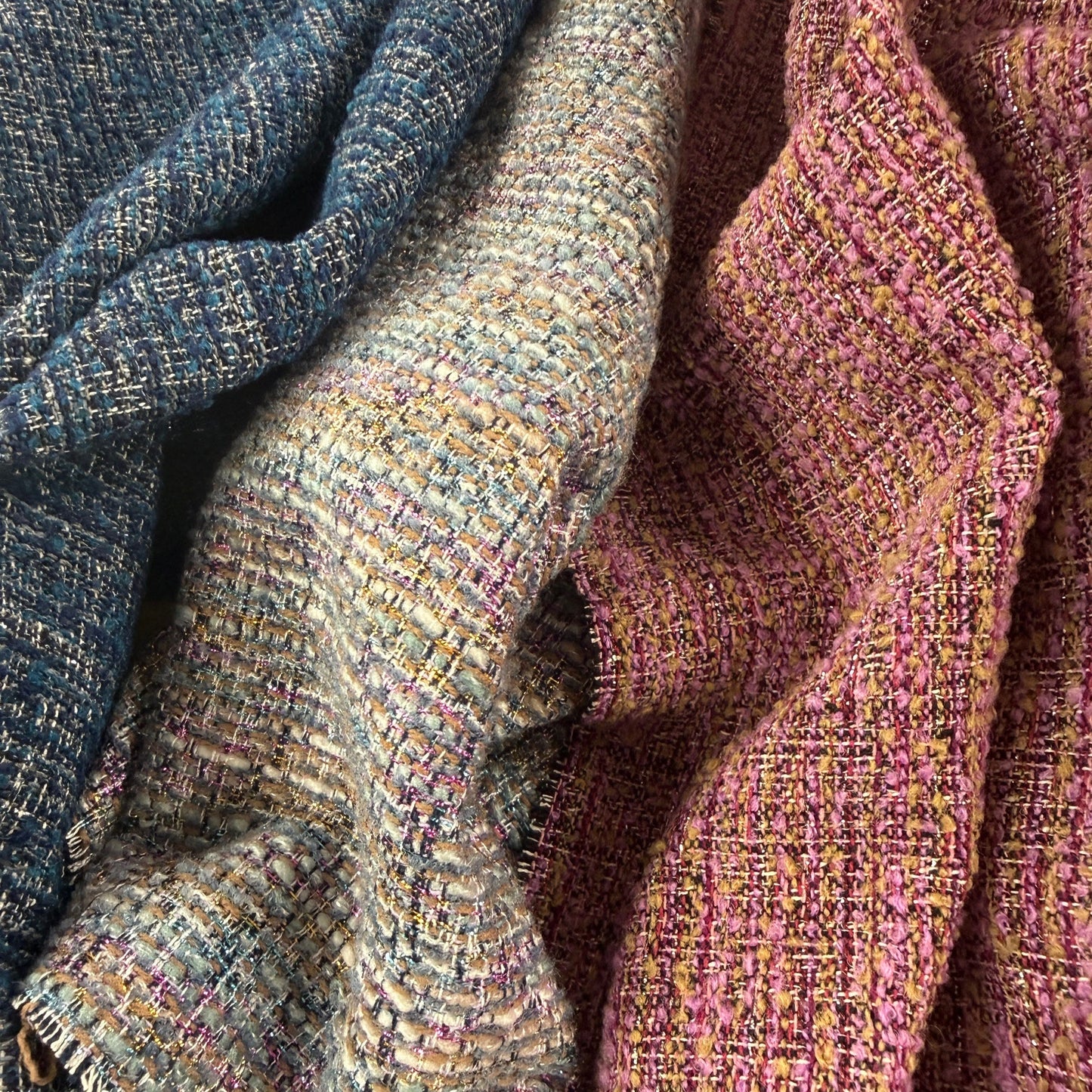 Textured Cotton Tweed Coating - Rainbow - Designer Deadstock