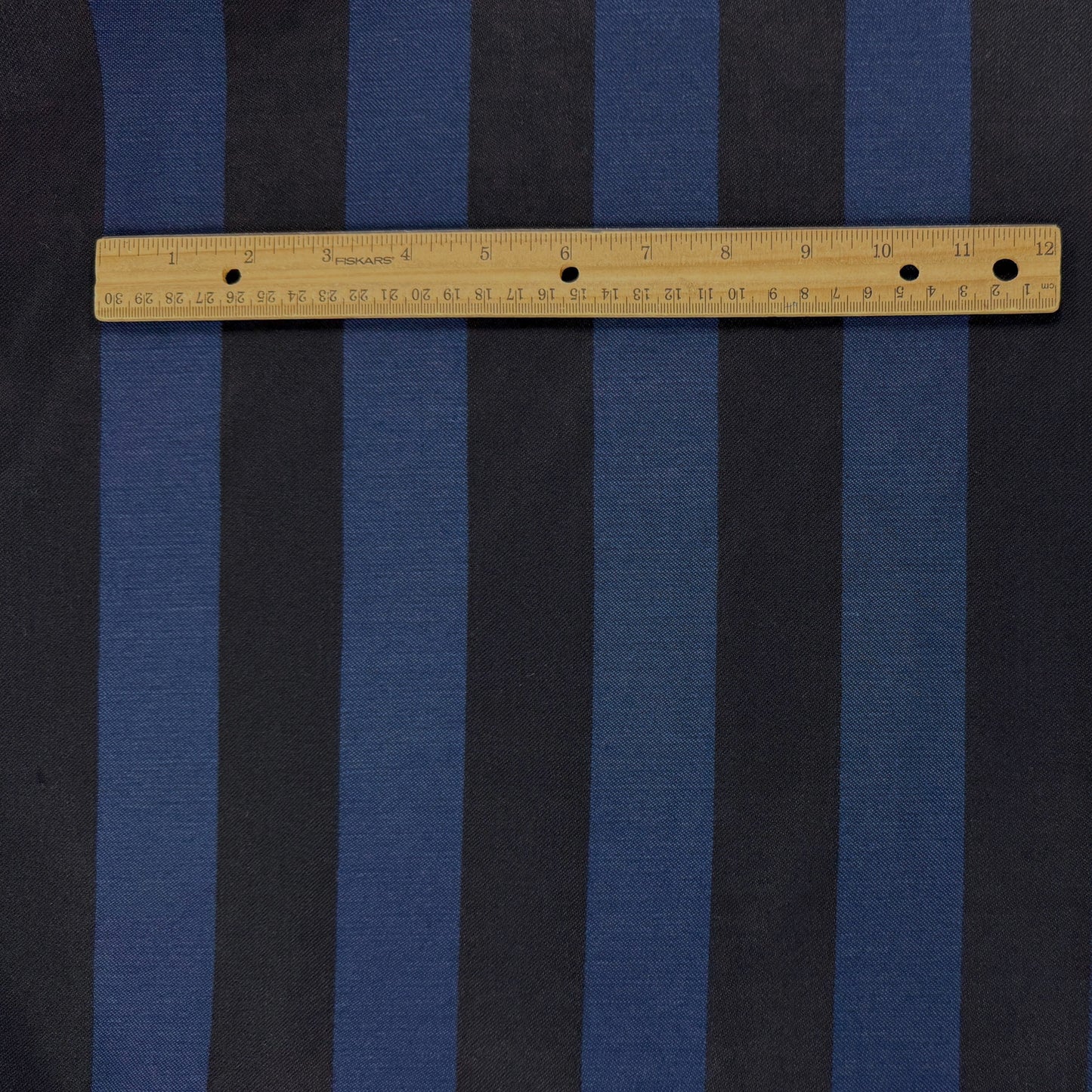 Yarn Dyed Wool Viscose Stripe - Black & Blue - Film Studio Deadstock