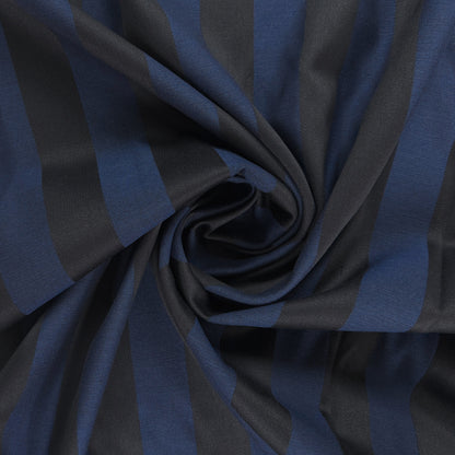 Yarn Dyed Wool Viscose Stripe - Black & Blue - Film Studio Deadstock
