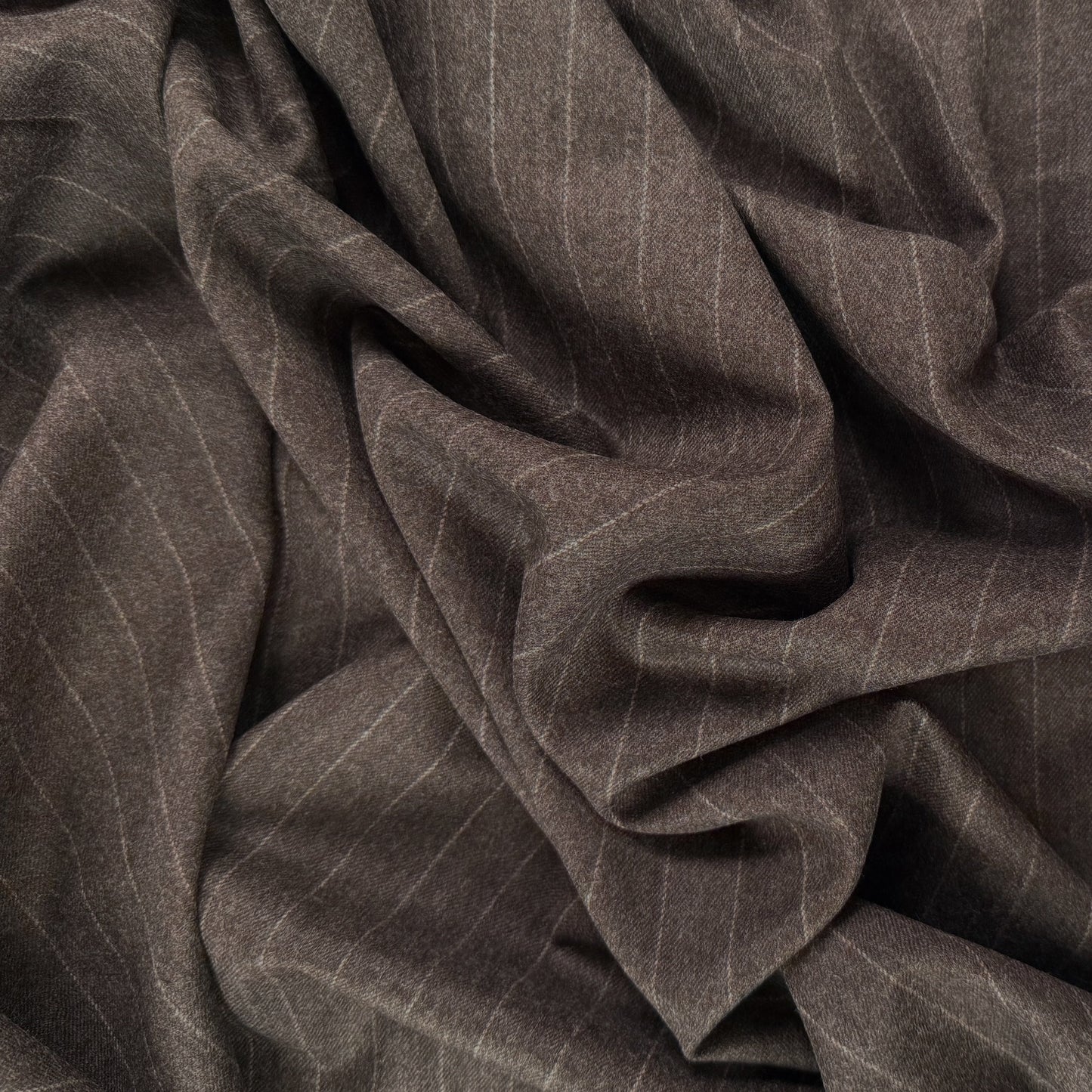 Wool Twill Suiting - Brown Stripe - Film Studio Deadstock