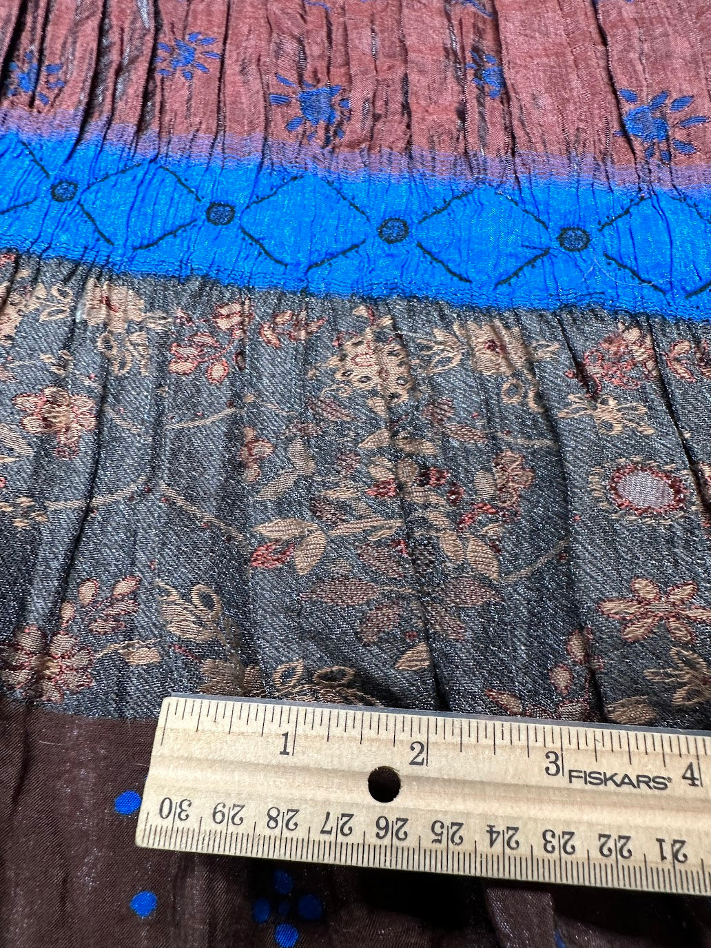 Pre-shirred Iridescent Pleated Woven Deadstock - Lurex and Poly - Char ...