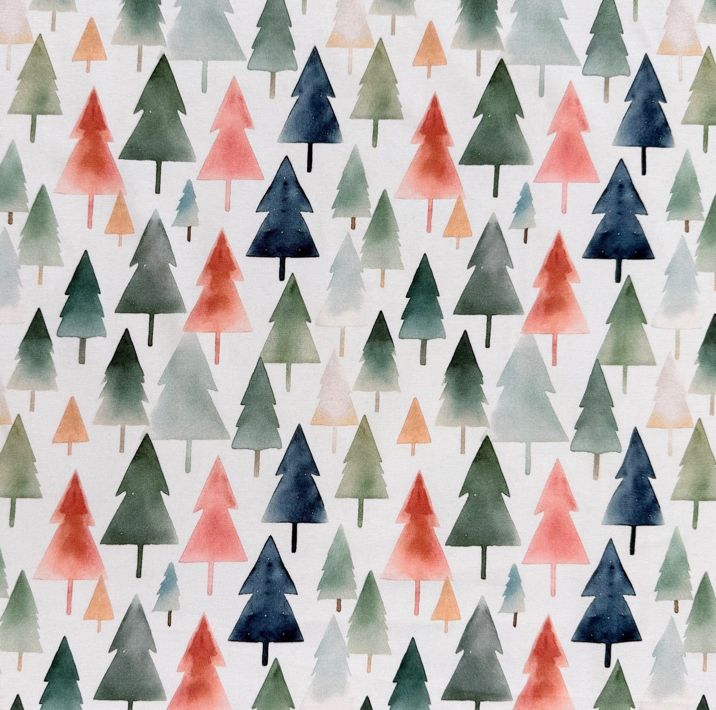 Digitally Printed Watercolour Cotton Jersey Knit - Winter Trees