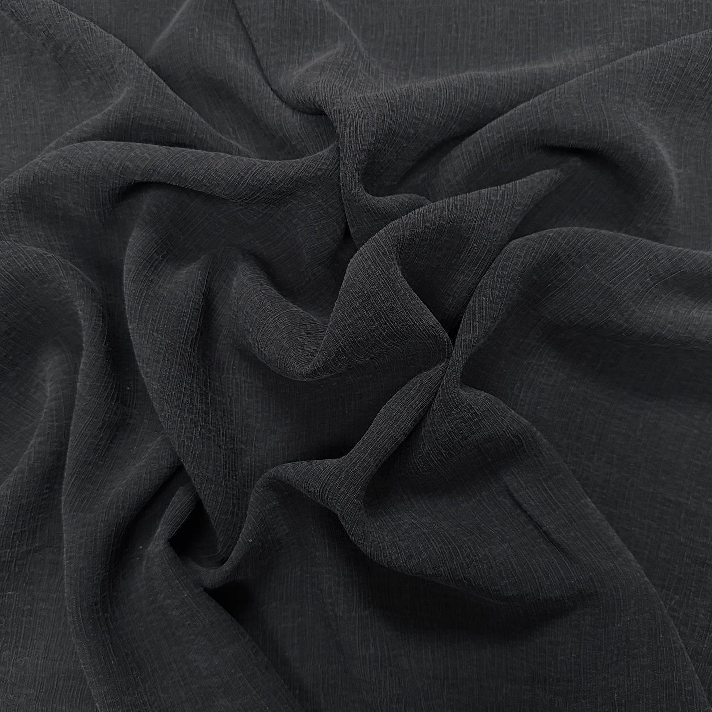 Black Textured Silk Crepe - 12mm - Deadstock