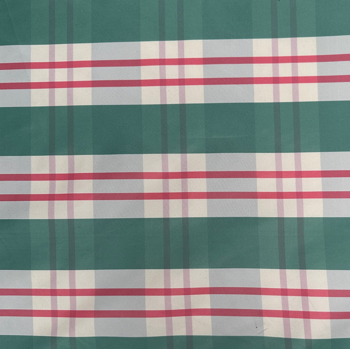 Green and Red Plaid Polyester Taffeta - Deadstock