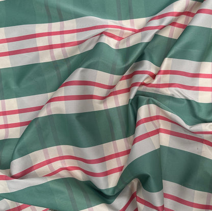 Green and Red Plaid Polyester Taffeta - Deadstock