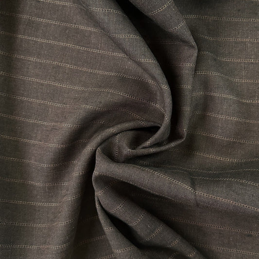 35" Remnant - Darkest Brown Yarn-Dyed 100% Linen Deadstock Fabric
