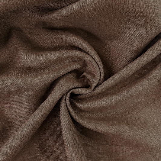 35" Remnant - Chocolate Brown Linen Deadstock Fabric - 59"