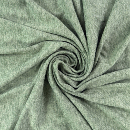 Rayon Cotton Sweater Knit  - Heathered Green - Deadstock