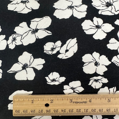 15" Remnant - TENCEL™ Modal Jersey - Floral - Black & White