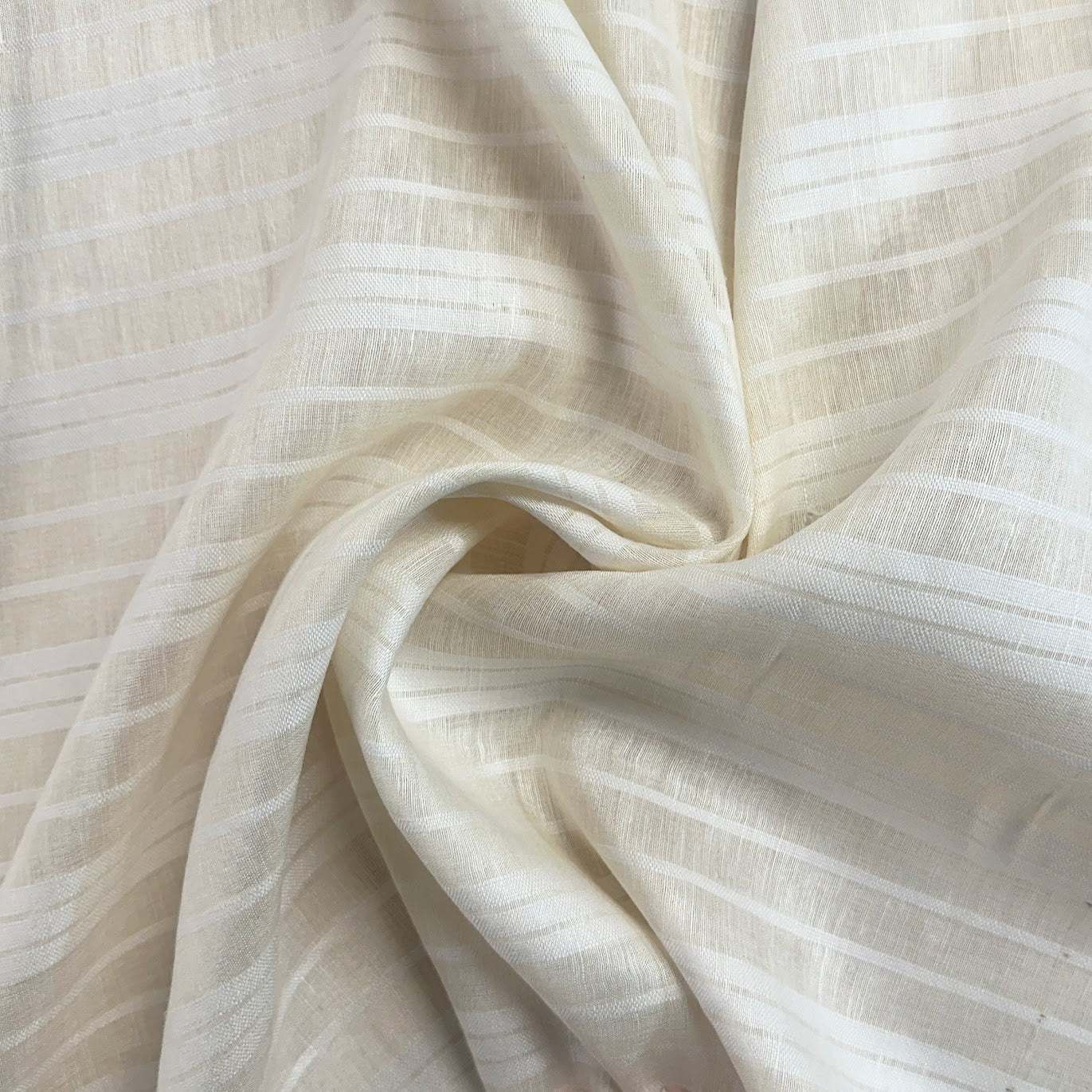 30" Remnant - Cotton / Rayon Blend - Sheer Striped Deadstock Woven - Cream / Yellow