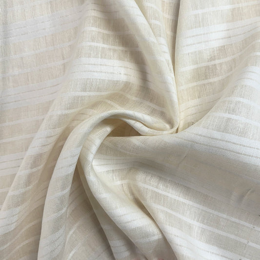 30" Remnant - Cotton / Rayon Blend - Sheer Striped Deadstock Woven - Cream / Yellow