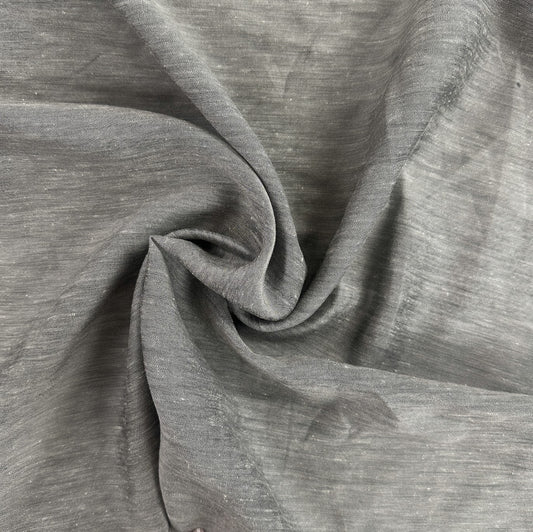 Linen / Rayon Yarn Dyed Slub - Dark Grey - Deadstock