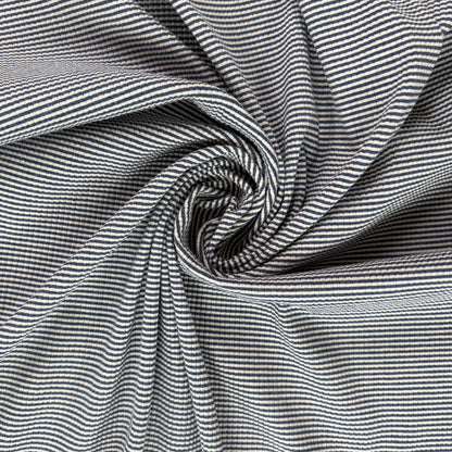58" Remnant - Knit Cotton - Navy & Ivory Stripe - Film Studio Deadstock