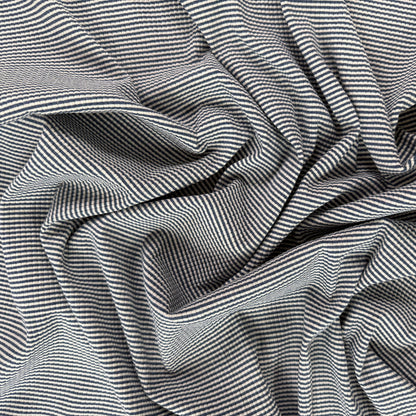 58" Remnant - Knit Cotton - Navy & Ivory Stripe - Film Studio Deadstock