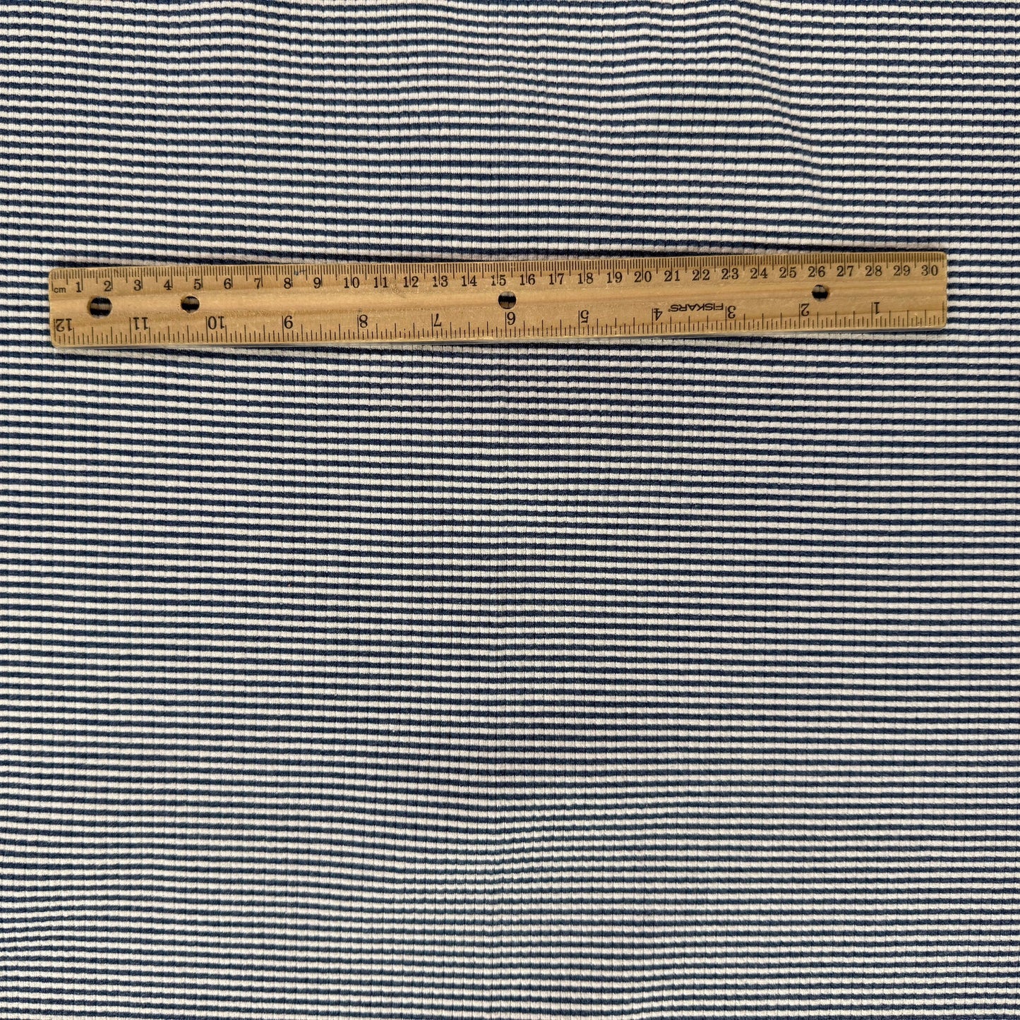 58" Remnant - Knit Cotton - Navy & Ivory Stripe - Film Studio Deadstock