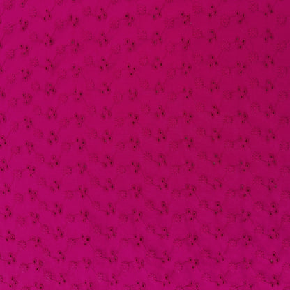 Stretch Cotton Embroidered Florals - Fuchsia