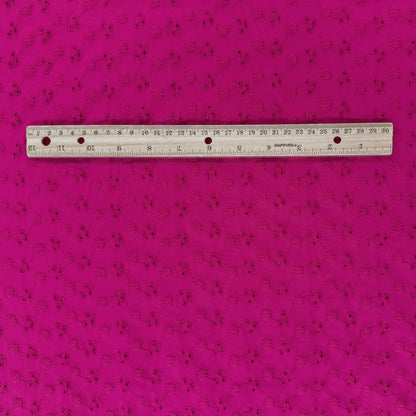 Stretch Cotton Embroidered Florals - Fuchsia