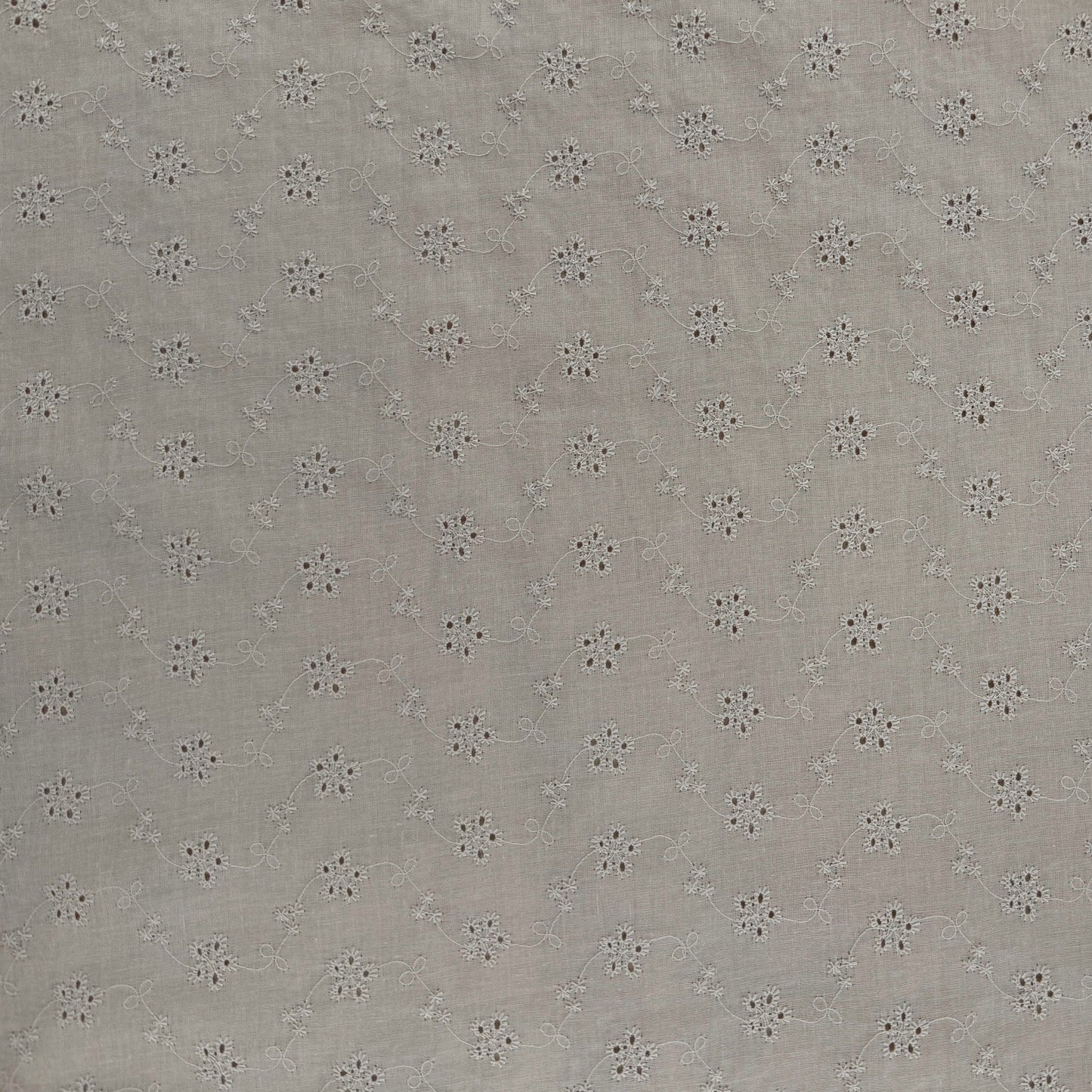 Embroidered Eyelet Cotton Voile - Flower Vines - Taupe