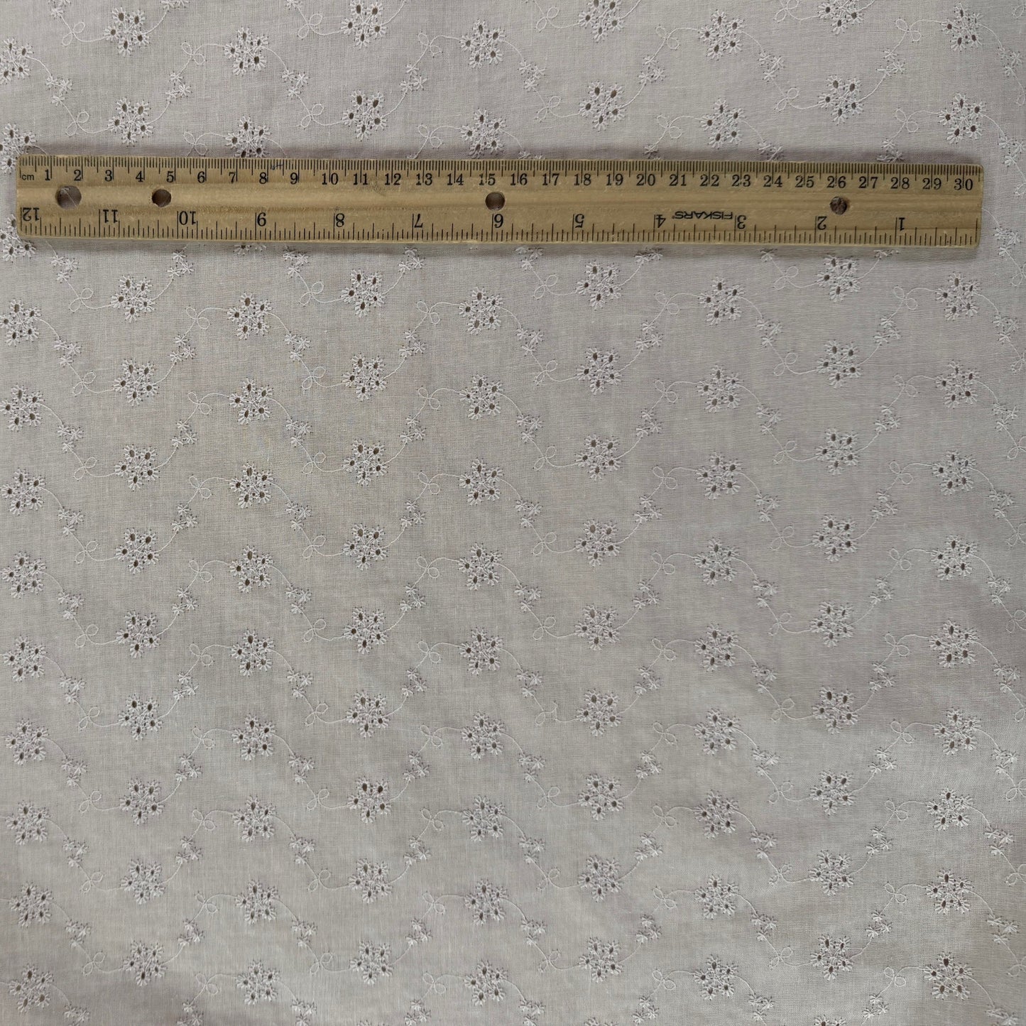 Embroidered Eyelet Cotton Voile - Flower Vines - Taupe