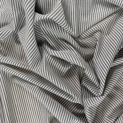 Yarn Dyed Striped Cotton Lawn - Charcoal