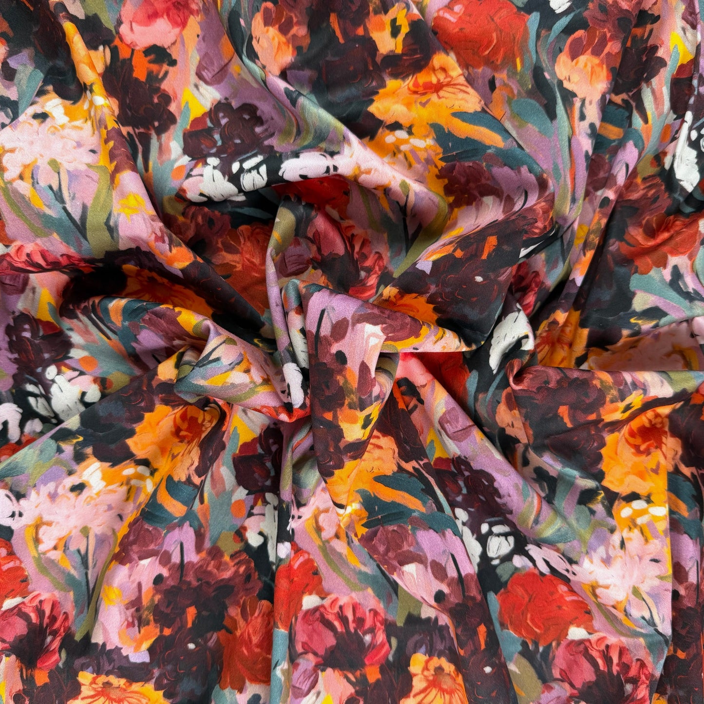 Stretch Cotton Sateen - Painted Florals