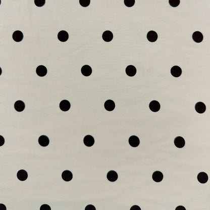 Rayon Poplin - Ivory & Brown Polka Dot