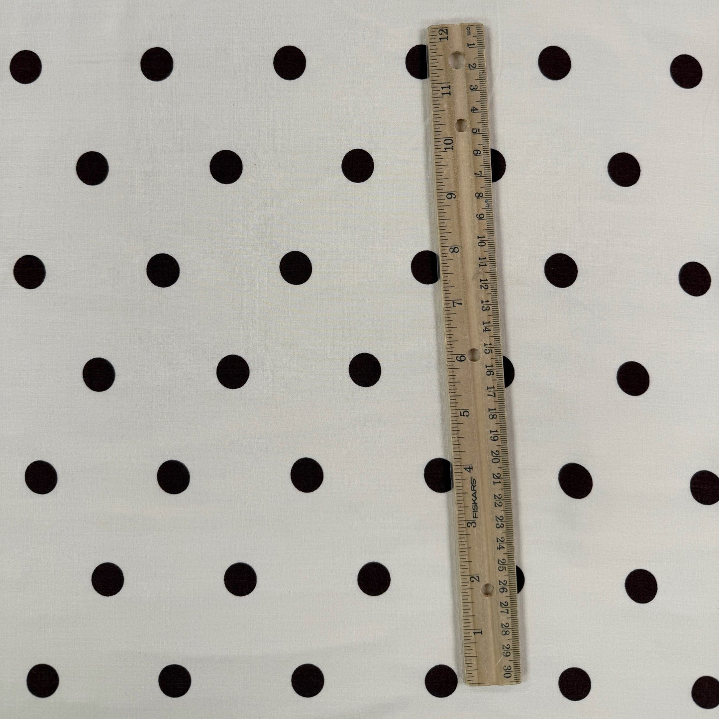 Rayon Poplin - Ivory & Brown Polka Dot