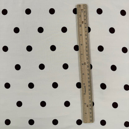 Rayon Poplin - Ivory & Brown Polka Dot