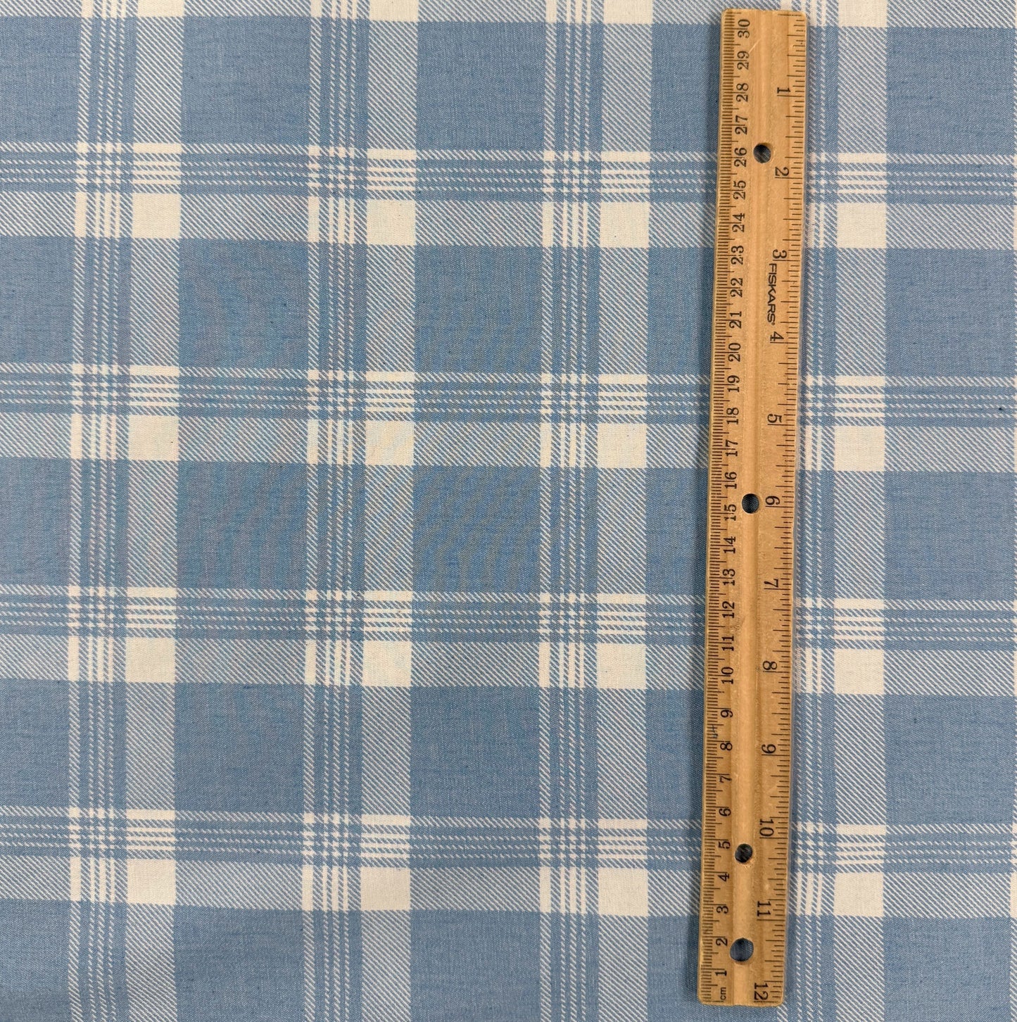 Cotton Denim - Light Blue Plaid - 4oz