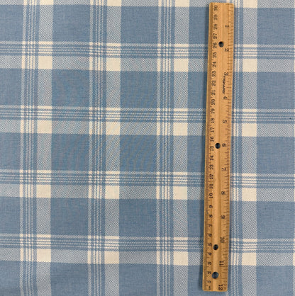 Cotton Denim - Light Blue Plaid - 4oz