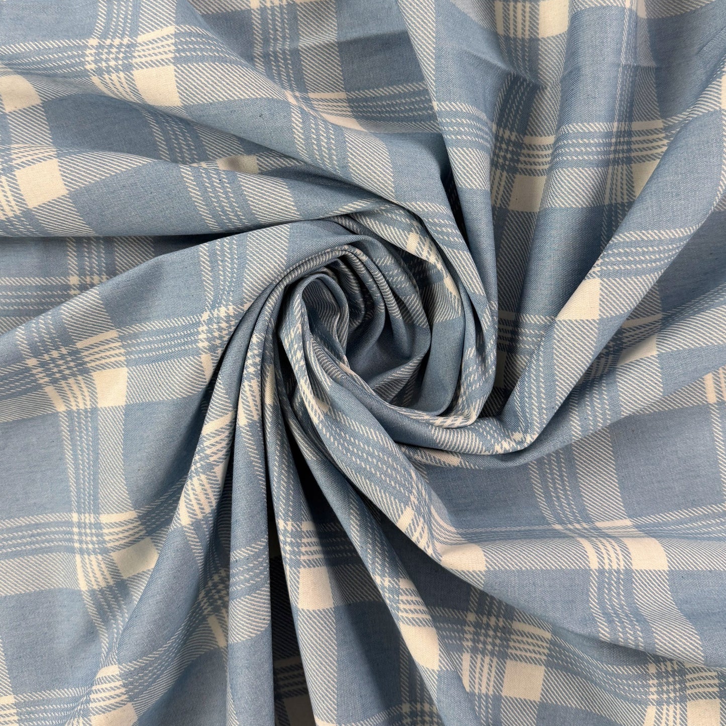 Cotton Denim - Light Blue Plaid - 4oz