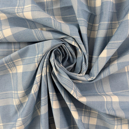 Cotton Denim - Light Blue Plaid - 4oz