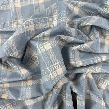 Cotton Denim - Light Blue Plaid - 4oz