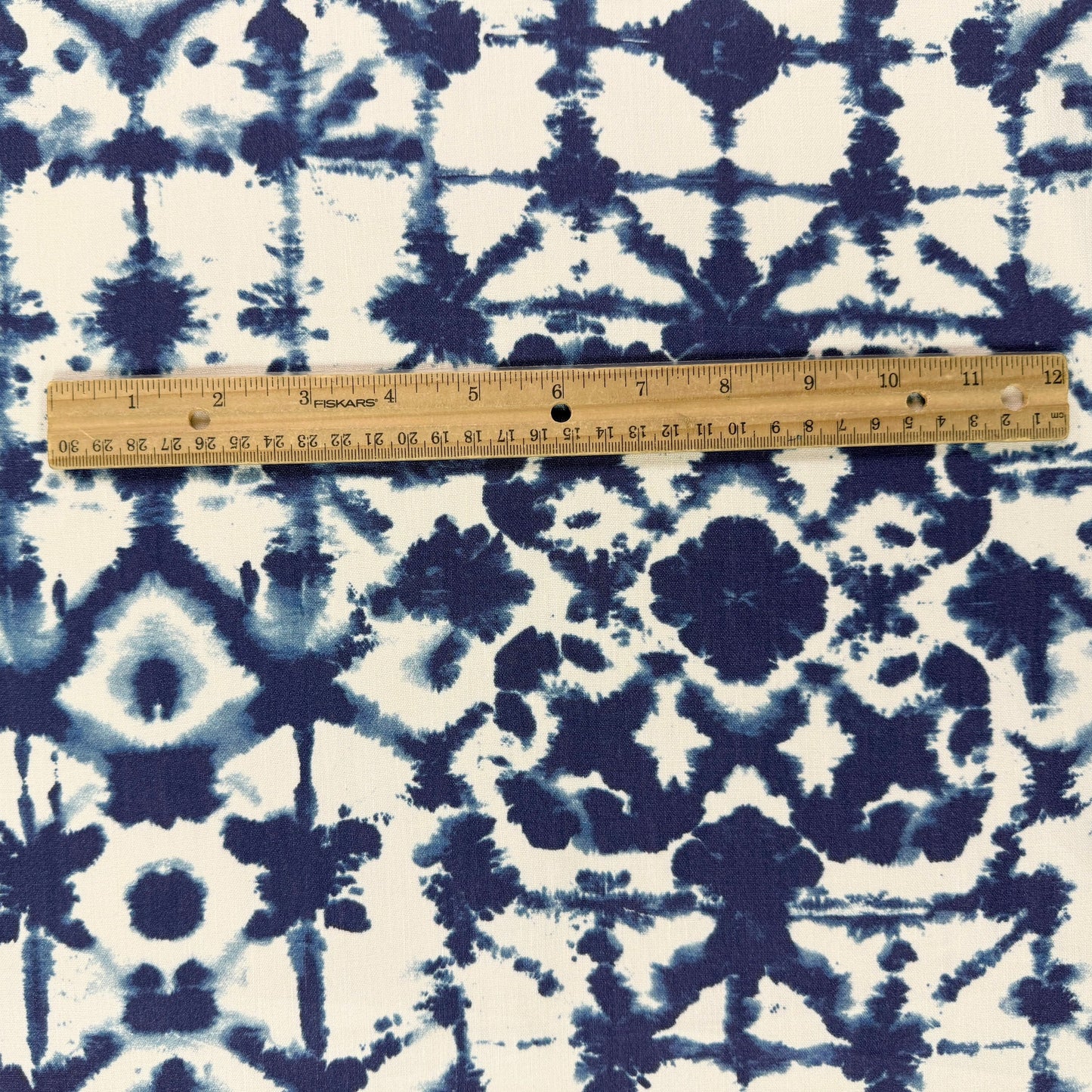 Stretch Linen & Rayon - Indigo & Ivory Shibori  - 44/46"