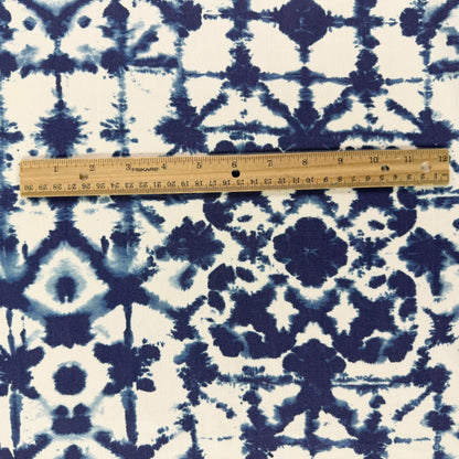 Stretch Linen & Rayon - Indigo & Ivory Shibori  - 44/46"