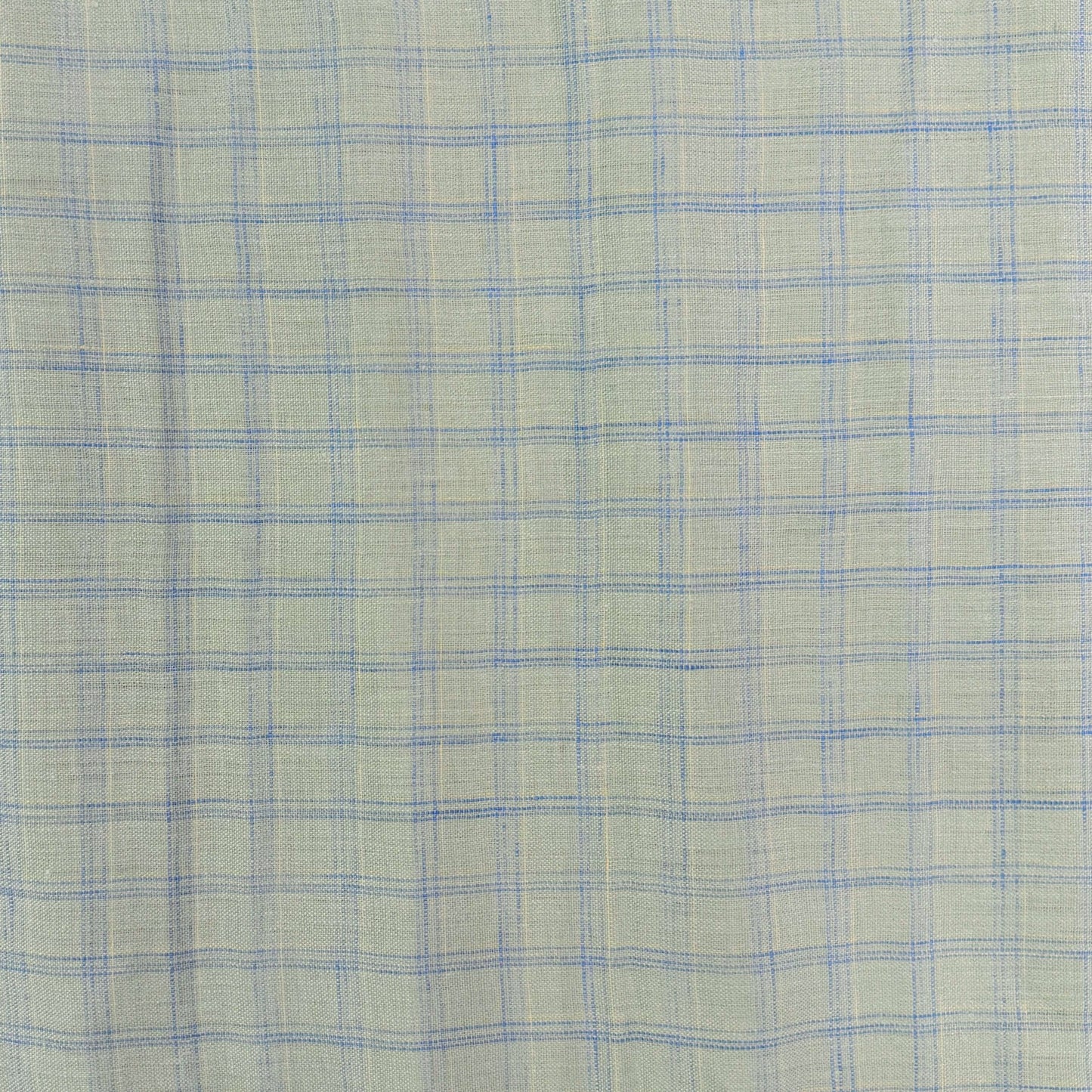 Yarn Dyed European Linen - Pale Aquamarine Plaid - 59"