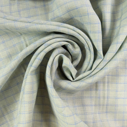 Yarn Dyed European Linen - Pale Aquamarine Plaid - 59"