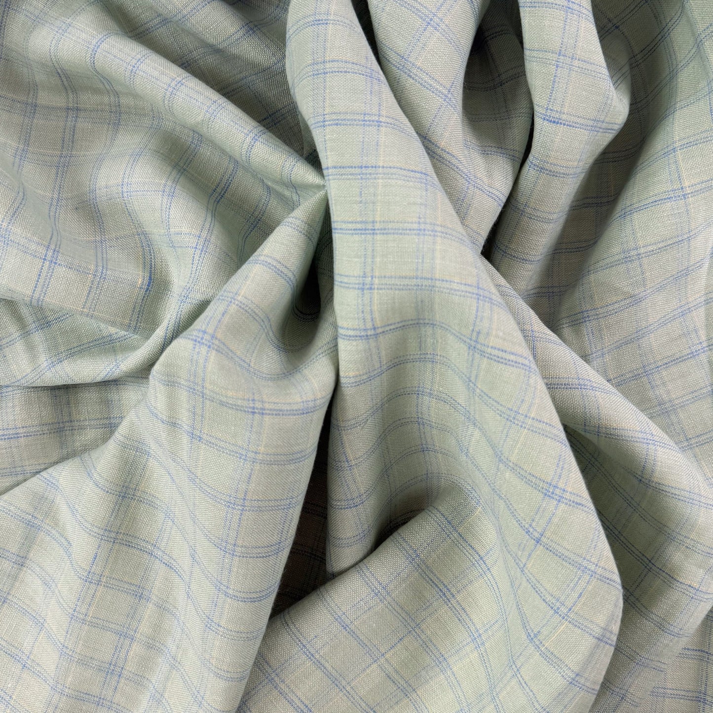 Yarn Dyed European Linen - Pale Aquamarine Plaid - 59"