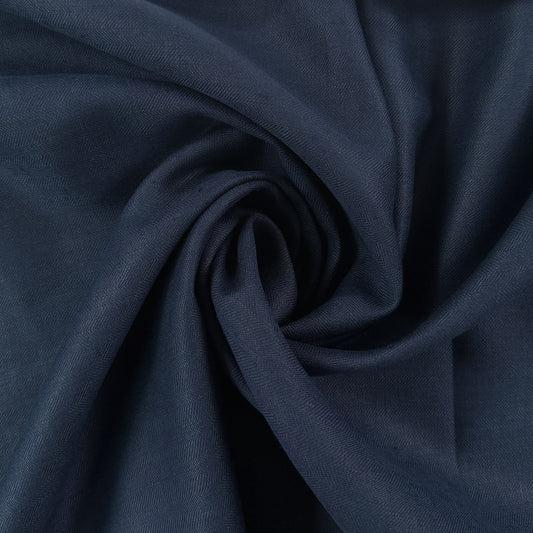 European Linen Herringbone Twill - Navy  - 57-58"