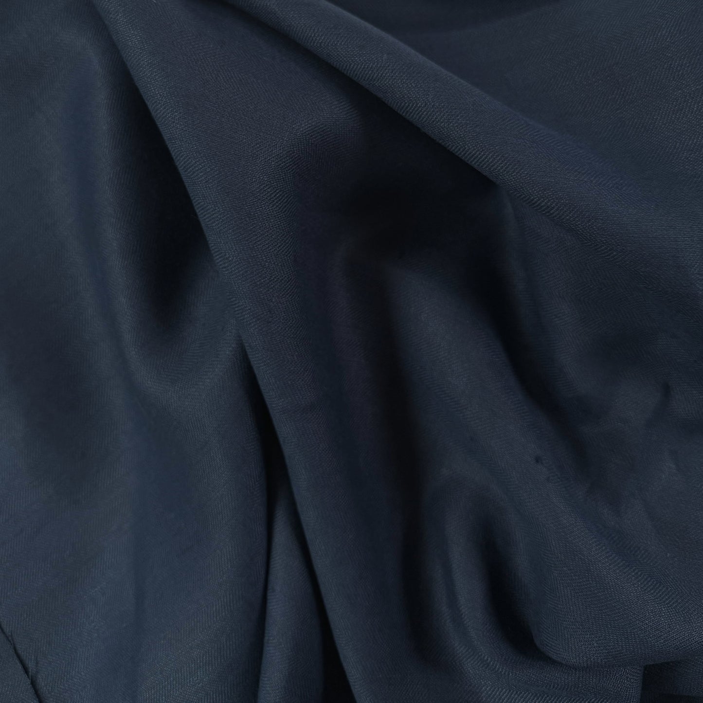 European Linen Herringbone Twill - Navy  - 57-58"