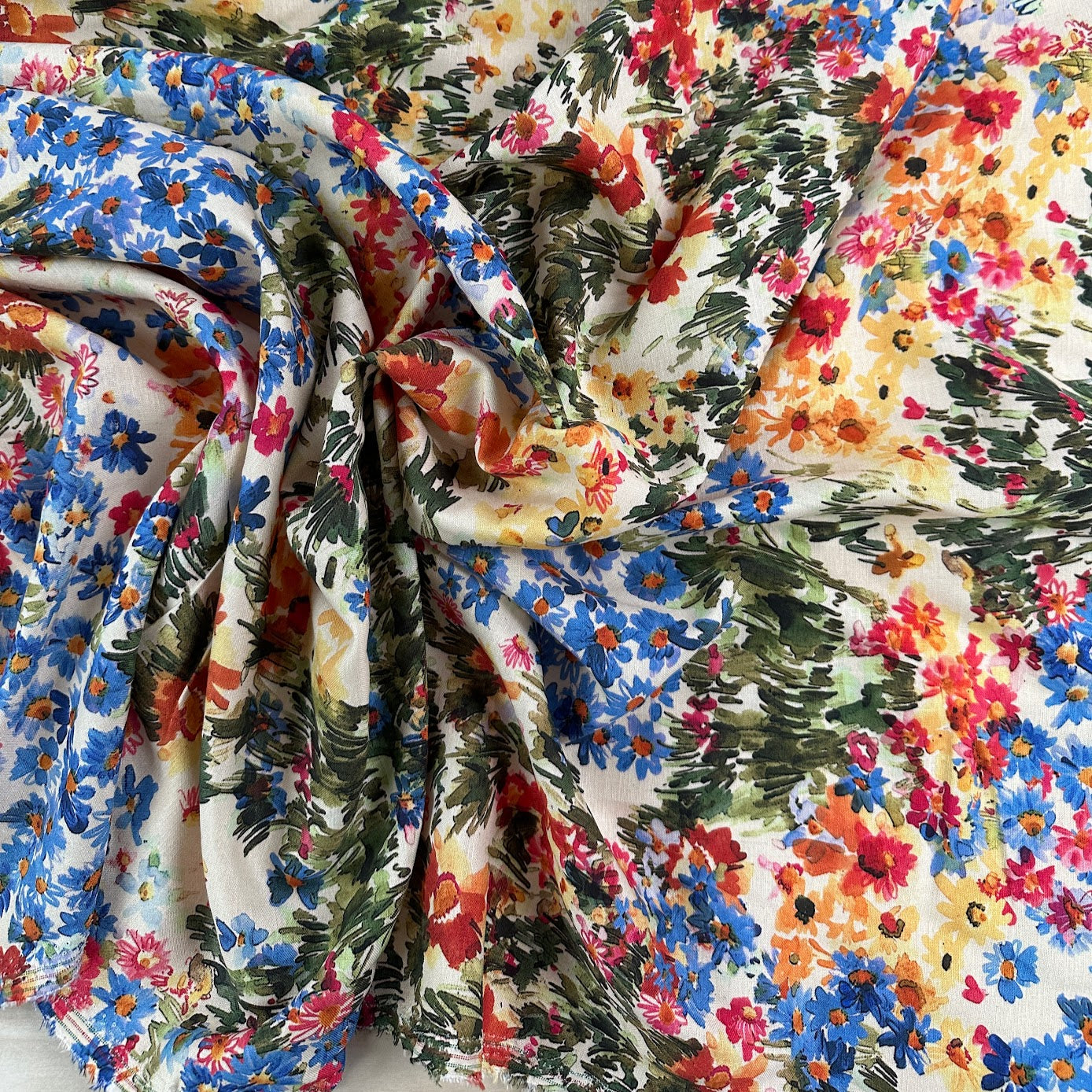 Digitally Printed Linen & Viscose Slub - Floral Multicolour