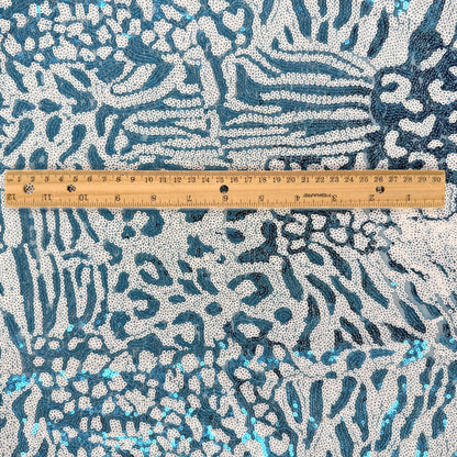 Sequins on Mesh Knit - Blue Zebra Print - Deadstock