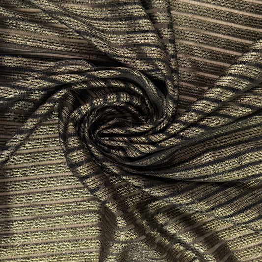 Novelty Knit Nylon & Lurex - Black & Gold Stripe - Deadstock