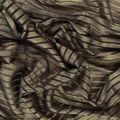 Novelty Knit Nylon & Lurex - Black & Gold Stripe - Deadstock